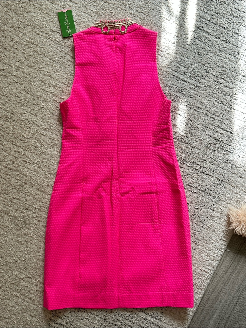 Lilly Pulitzer Hot Pink Sleeveless Embellished Shift Dress - Picture 6 of 6